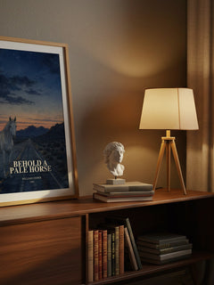 Behold a Pale Horse watercolour print on bookshelf – William Cooper fan gift