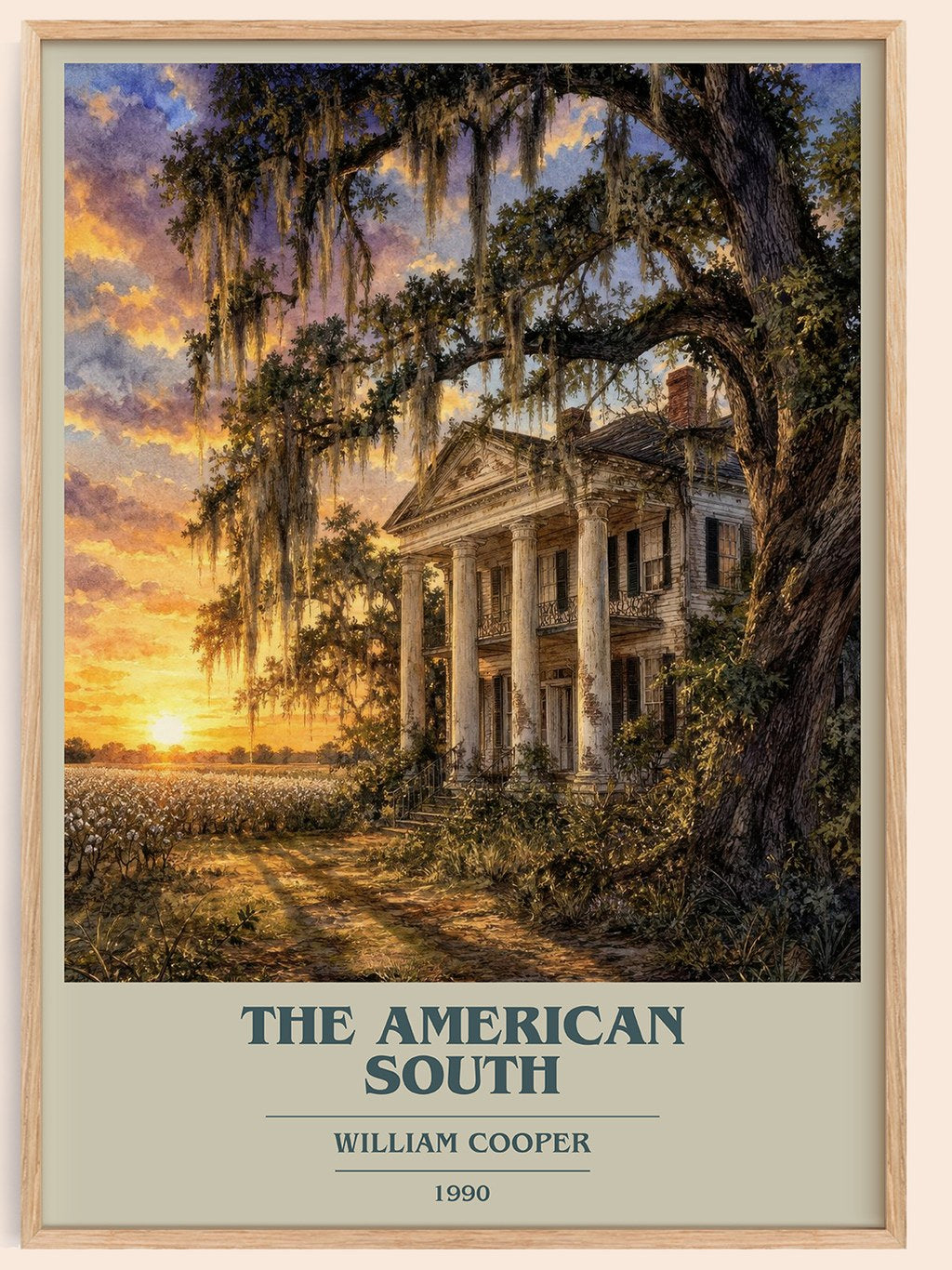 The American South book cover book poster by William Cooper – framed literary art print