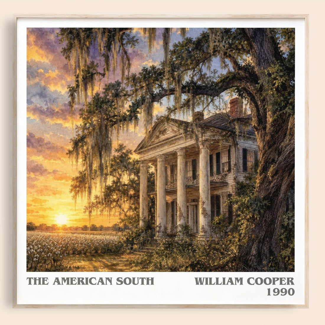 The American South literary book poster by William Cooper – framed literary art print