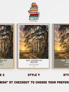 The American South book cover print in frame leaning in hallway – non fiction wall art