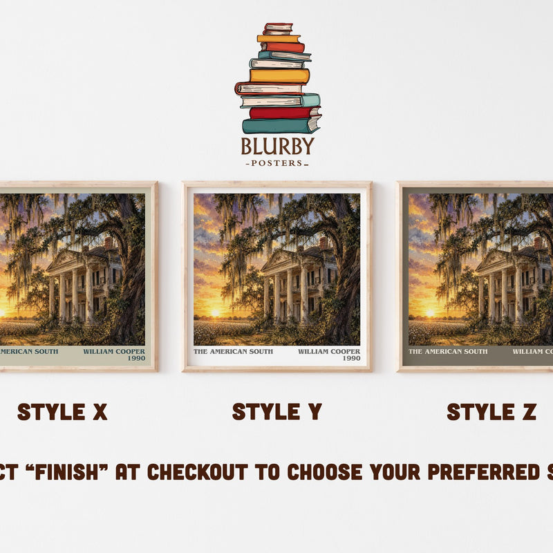 The American South literary print in frame leaning in hallway – non fiction wall art