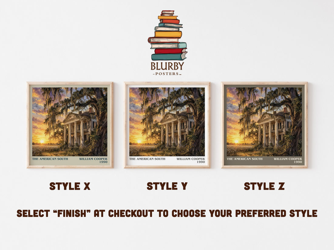 The American South literary print in frame leaning in hallway – non fiction wall art (mockup)