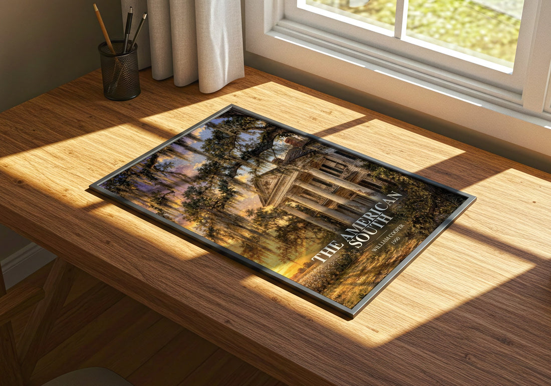 The American South watercolour book poster framed on wall – non fiction wall art