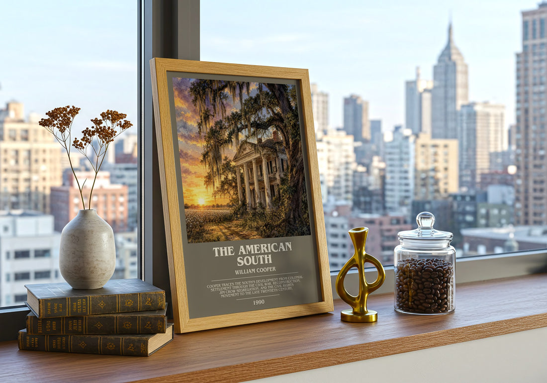 The American South bookish print framed by window – literary home decor