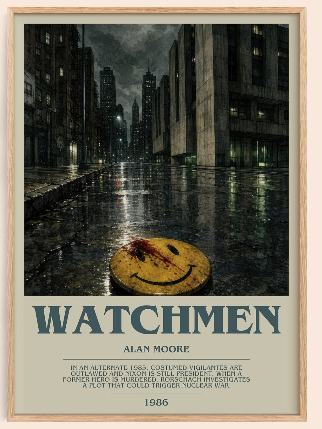 Watchmen bookish book poster by Alan Moore – framed literary art print