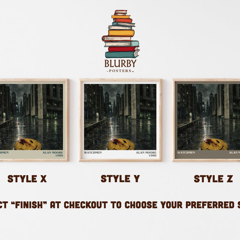 Watchmen literary print in frame leaning in hallway – sci fi wall art