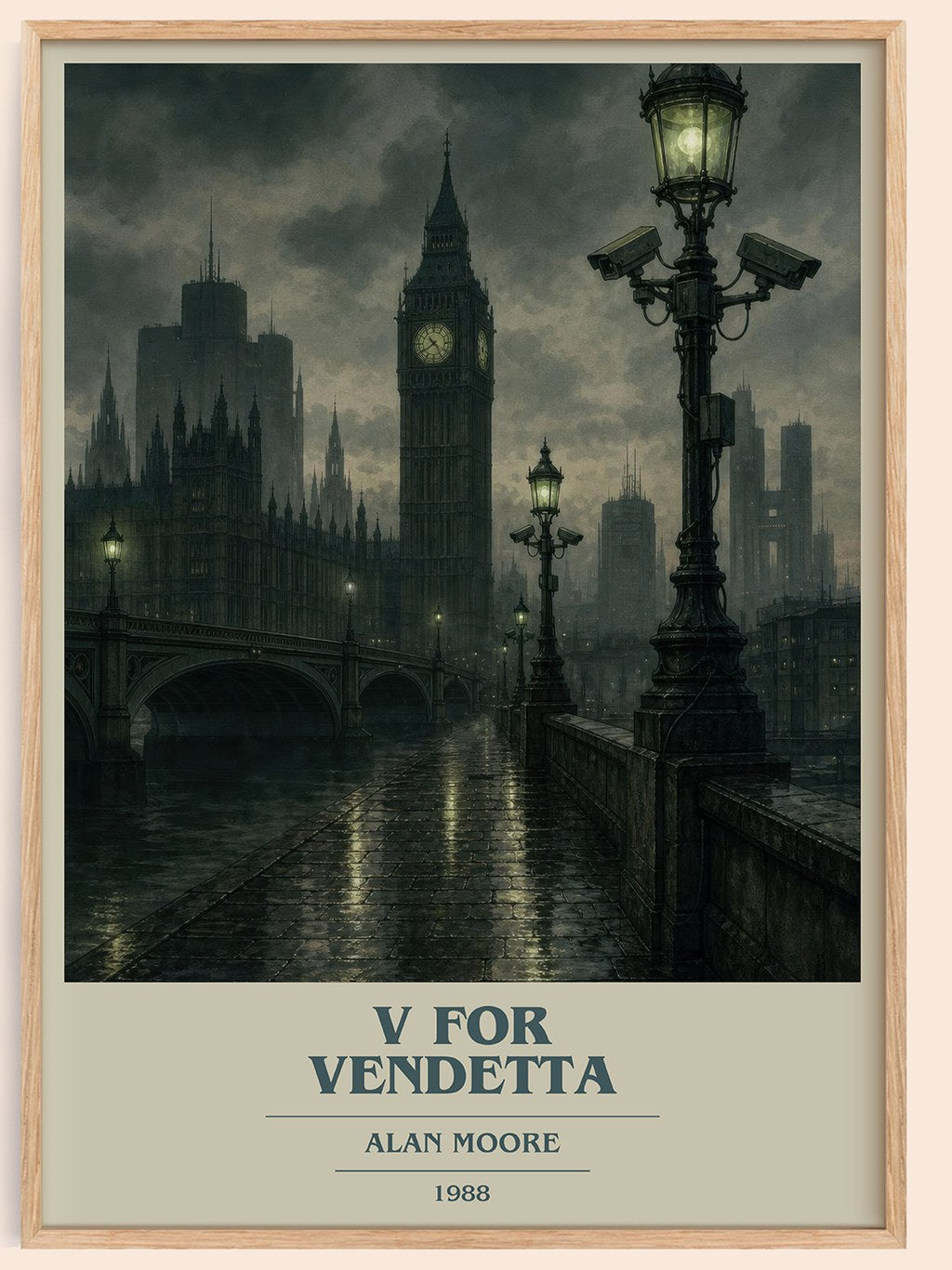 V for Vendetta book cover book poster by Alan Moore – framed literary art print