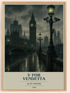 V for Vendetta book cover book poster by Alan Moore – framed literary art print