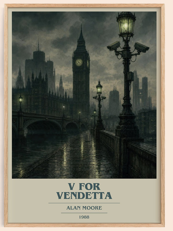 V for Vendetta book cover book poster by Alan Moore – framed literary art print