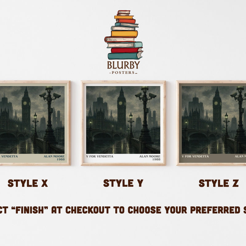 V for Vendetta literary print in frame leaning in hallway – dystopian wall art