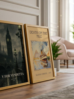 V for Vendetta watercolour print framed by window – literary home decor