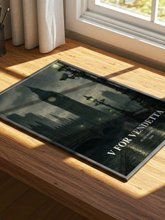 V for Vendetta watercolour book poster framed on wall – dystopian wall art
