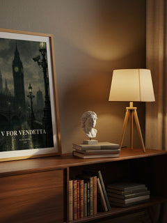 V for Vendetta watercolour print on bookshelf – Alan Moore fan gift