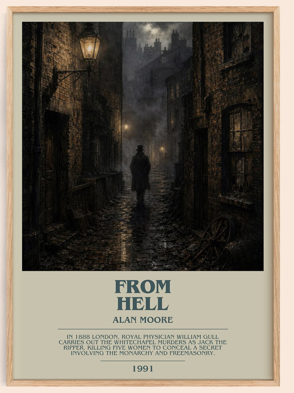 From hell bookish book poster by Alan Moore – framed literary art print