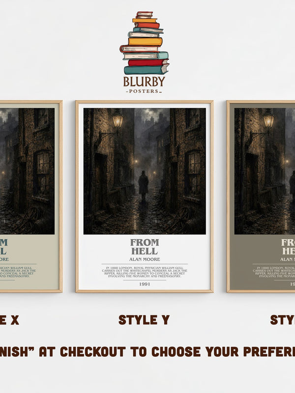From hell bookish print in frame leaning in hallway – horror wall art