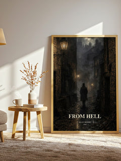 From hell watercolour print in frame leaning in hallway – horror wall art