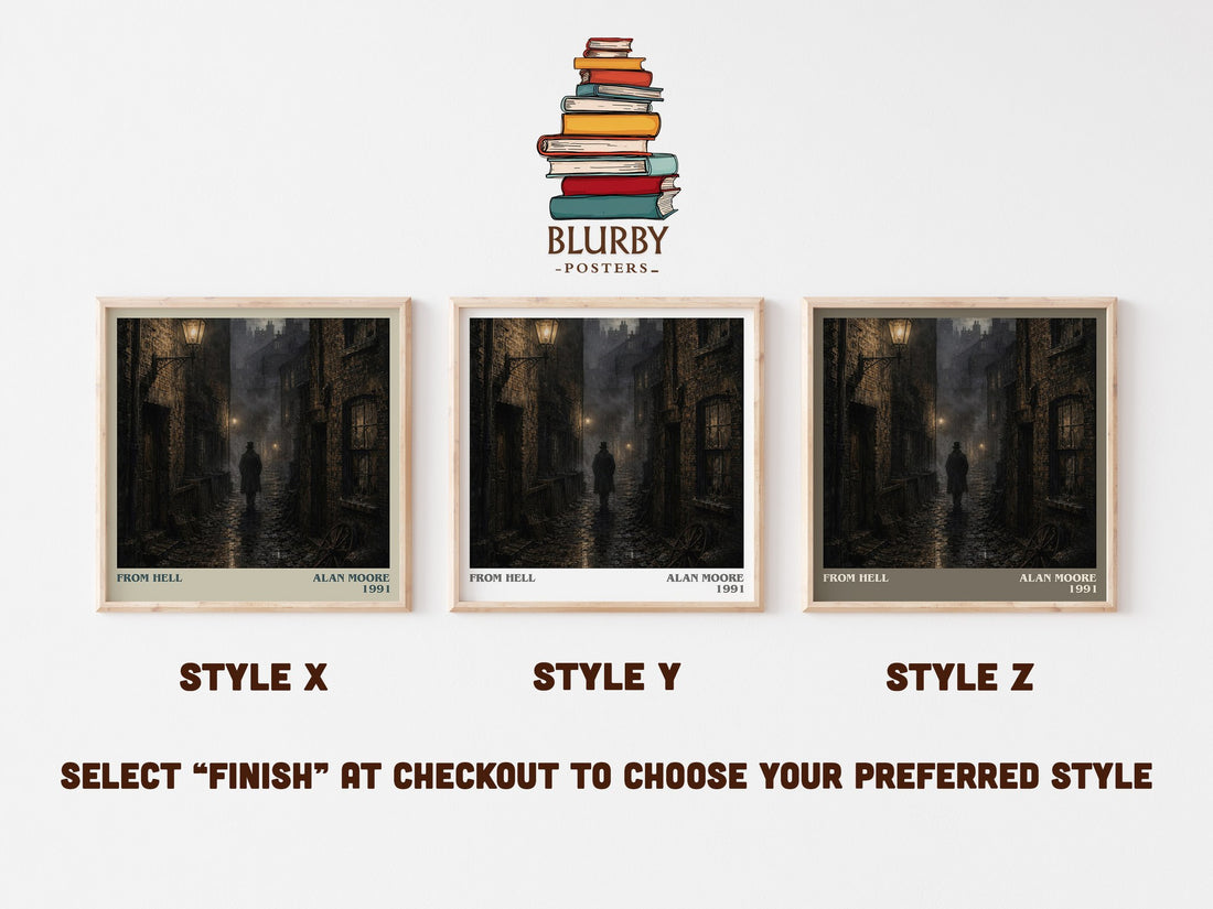 From hell literary print in frame leaning in hallway – horror wall art (mockup)