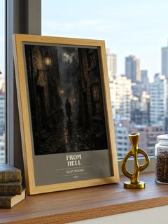 From hell book cover print framed by window – literary home decor