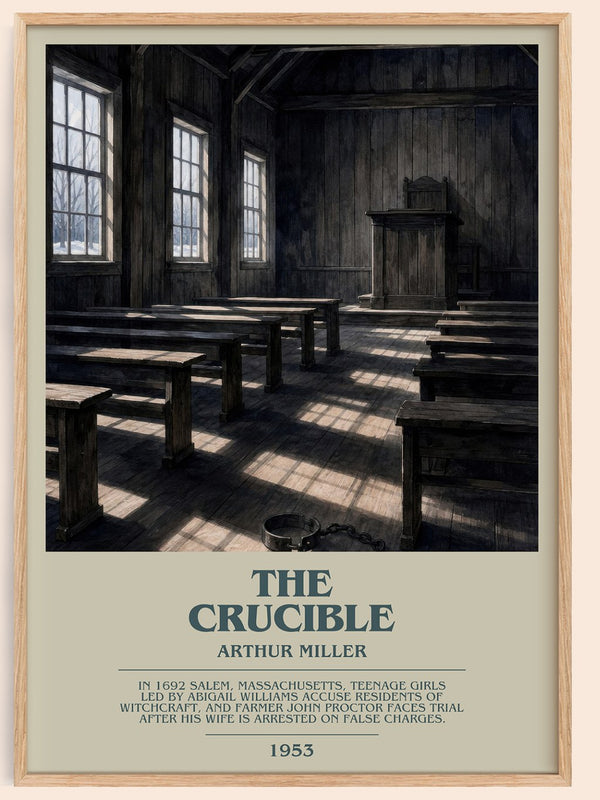 The Crucible bookish book poster by Arthur Miller – framed literary art print
