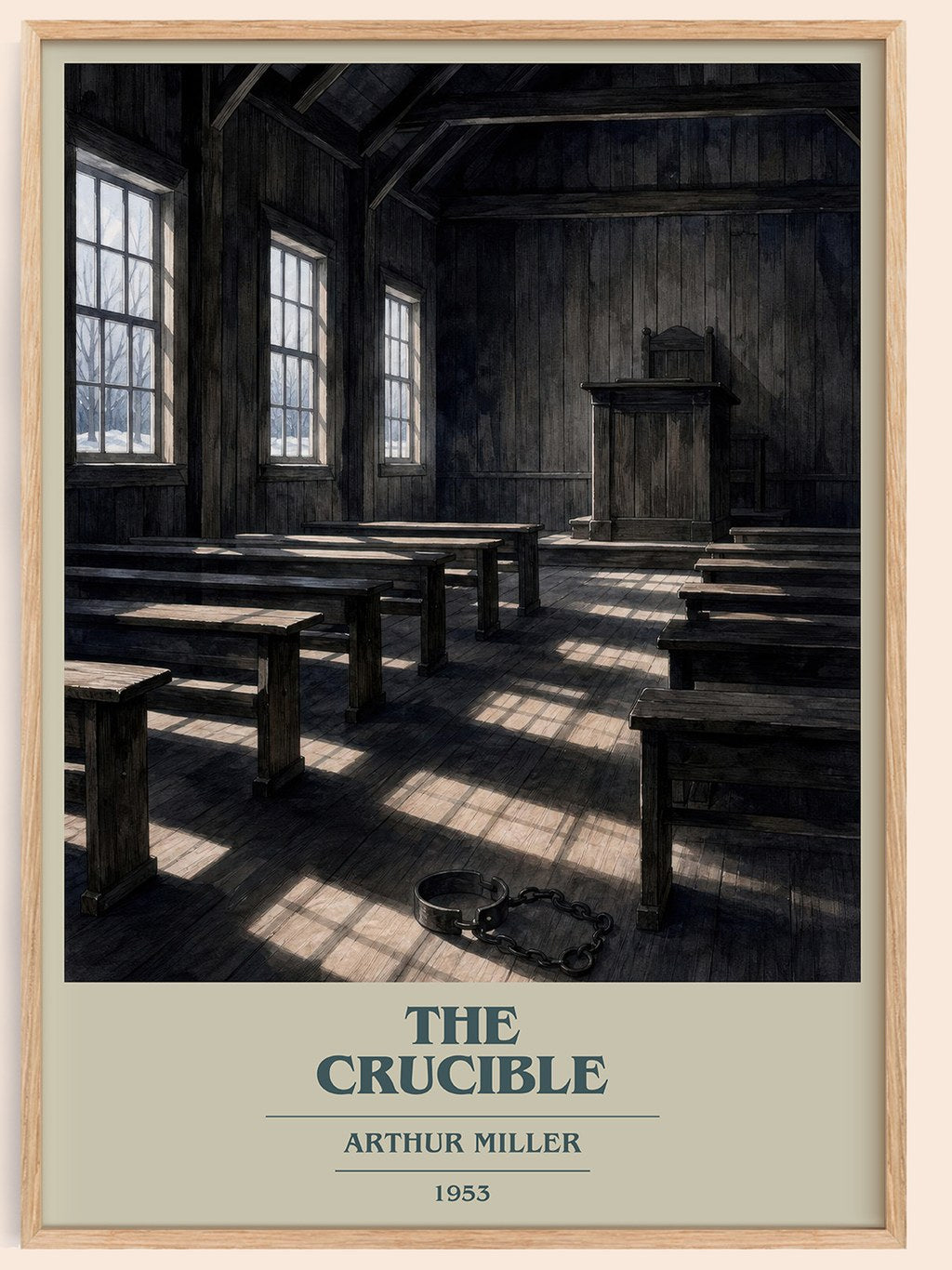 The Crucible book cover book poster by Arthur Miller – framed literary art print