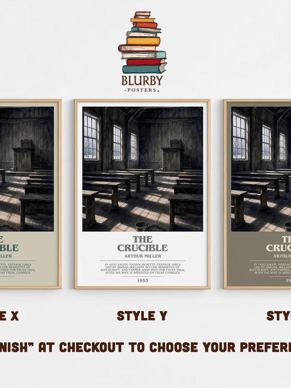 The Crucible bookish print in frame leaning in hallway – historical fiction wall art