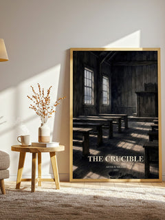 The Crucible watercolour print in frame leaning in hallway – historical fiction wall art
