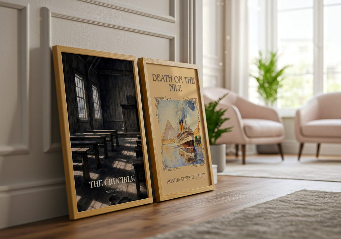 The Crucible watercolour print framed by window – literary home decor
