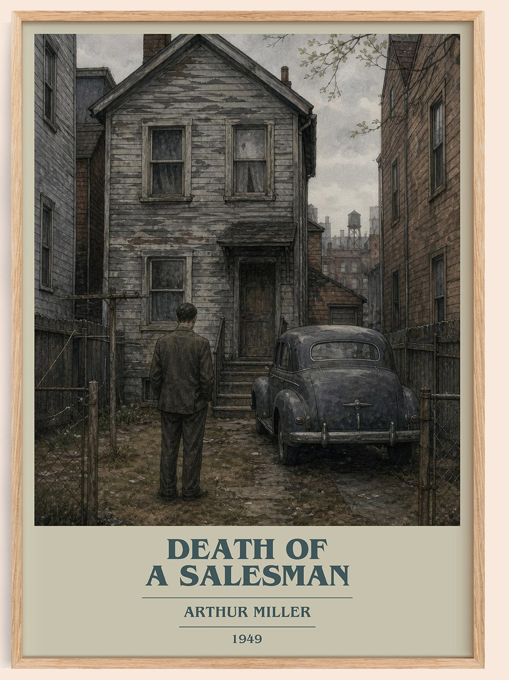 Death of a Salesman book cover book poster by Arthur Miller – framed literary art print