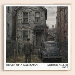 Death of a Salesman Literary Art Print by Arthur Miller – square framed poster