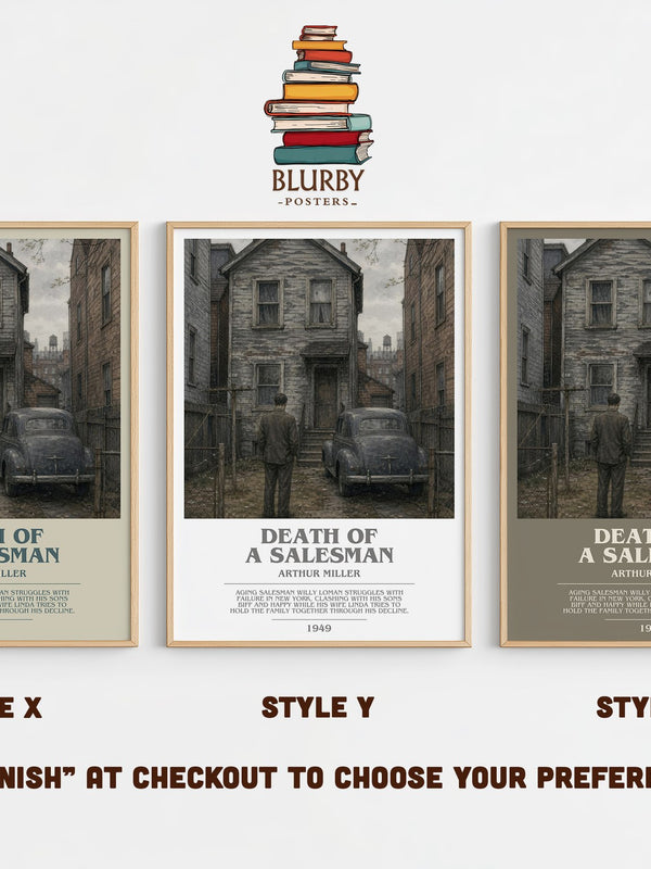 Death of a Salesman bookish print in frame leaning in hallway – literary fiction wall art
