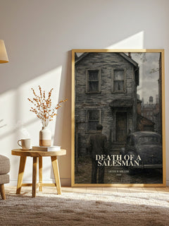 Death of a Salesman watercolour print in frame leaning in hallway – literary fiction wall art