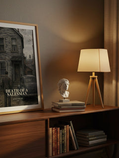 Death of a Salesman watercolour print on bookshelf – Arthur Miller fan gift