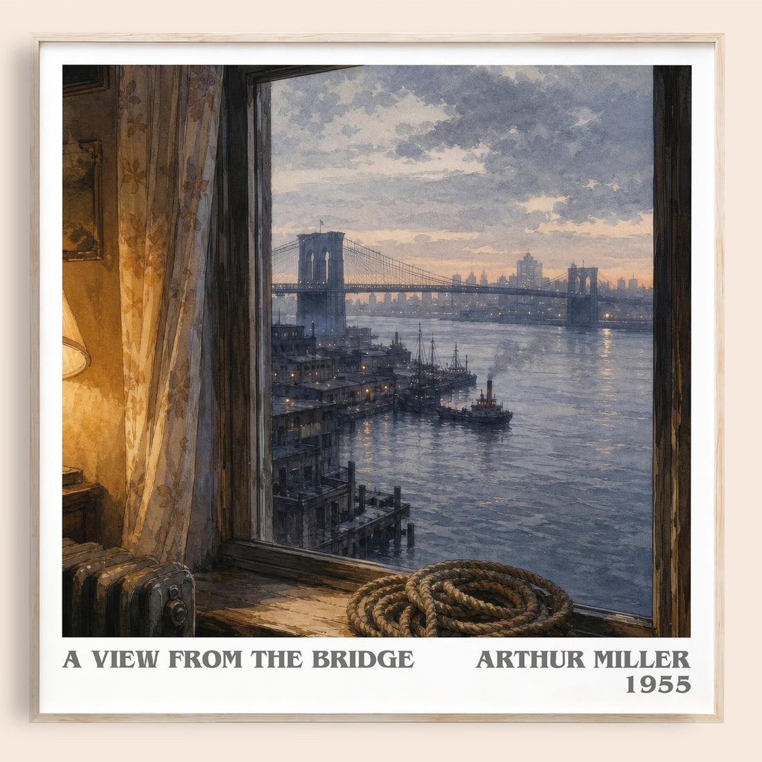 A View from the Bridge literary book poster by Arthur Miller – framed literary art print
