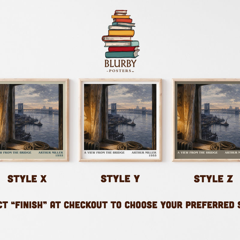 A View from the Bridge literary print in frame leaning in hallway – literary fiction wall art