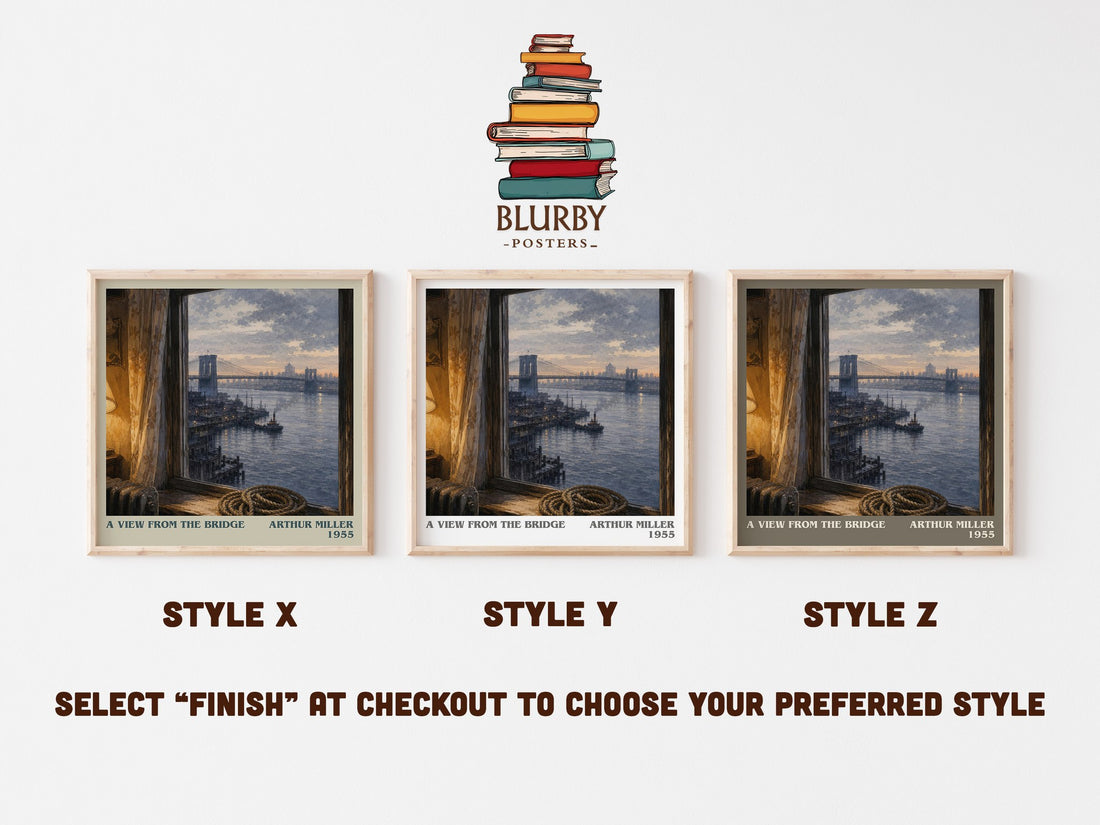 A View from the Bridge literary print in frame leaning in hallway – literary fiction wall art (mockup)