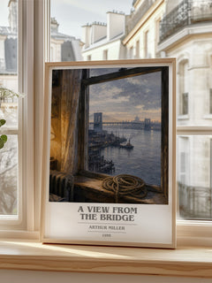 A View from the Bridge Book Cover Poster by Arthur Miller – framed print by a bright window