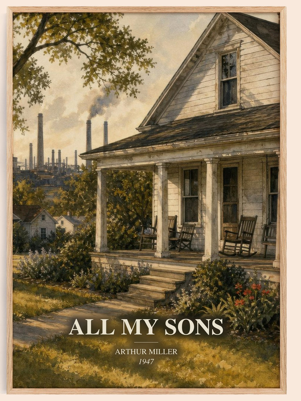 All My Sons watercolour book poster by Arthur Miller – framed literary art print