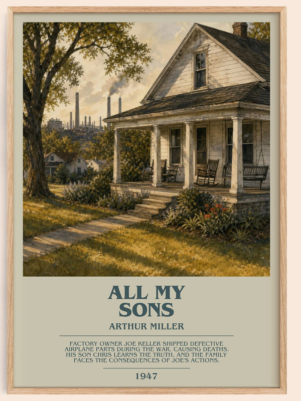 All My Sons bookish book poster by Arthur Miller – framed literary art print