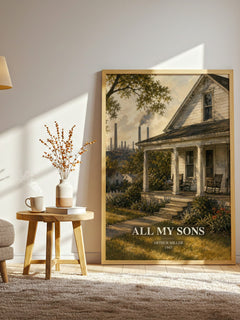 All My Sons watercolour print in frame leaning in hallway – literary fiction wall art