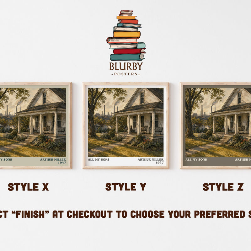 All My Sons literary print in frame leaning in hallway – literary fiction wall art