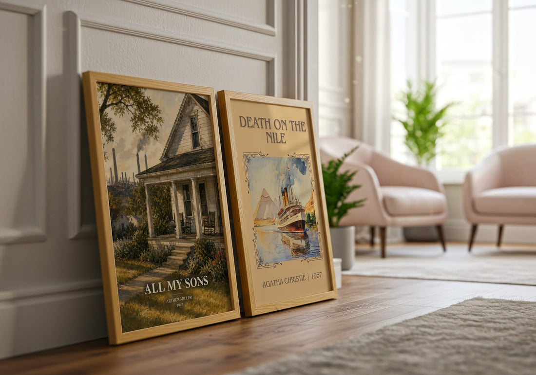 All My Sons watercolour print framed by window – literary home decor