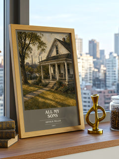 All My Sons book cover print framed by window – literary home decor