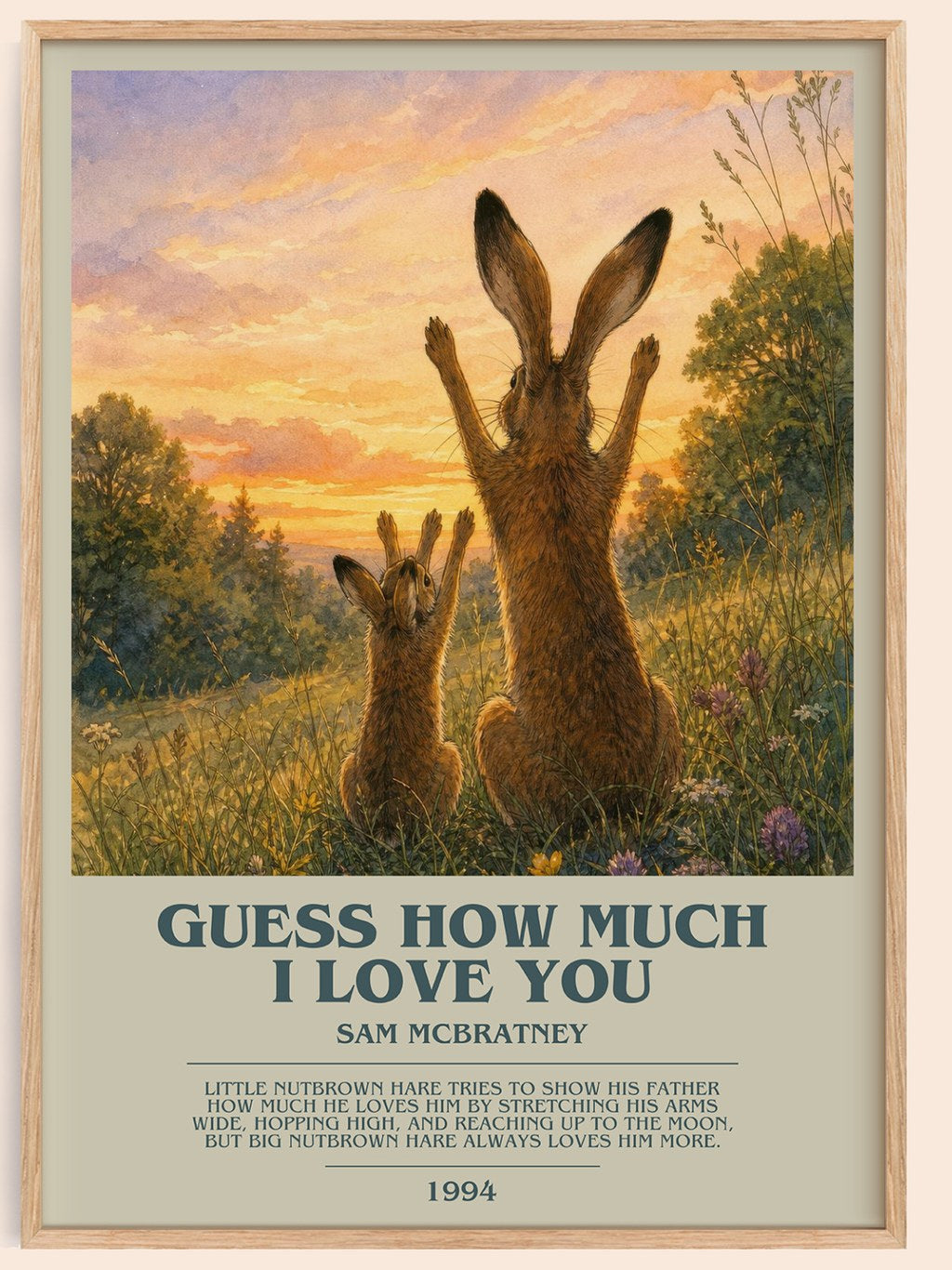 Guess How Much I Love You bookish book poster by Sam McBratney – framed literary art print