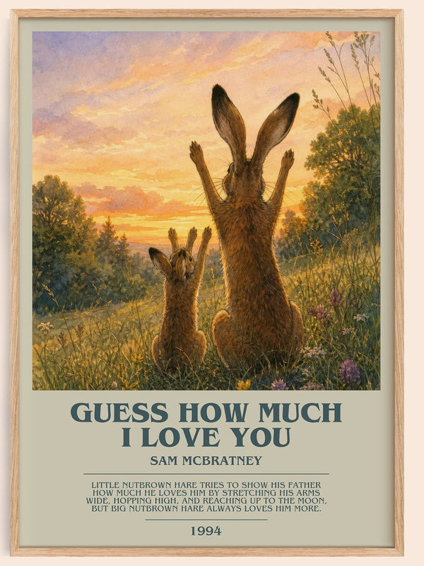 Guess How Much I Love You bookish book poster by Sam McBratney – framed literary art print