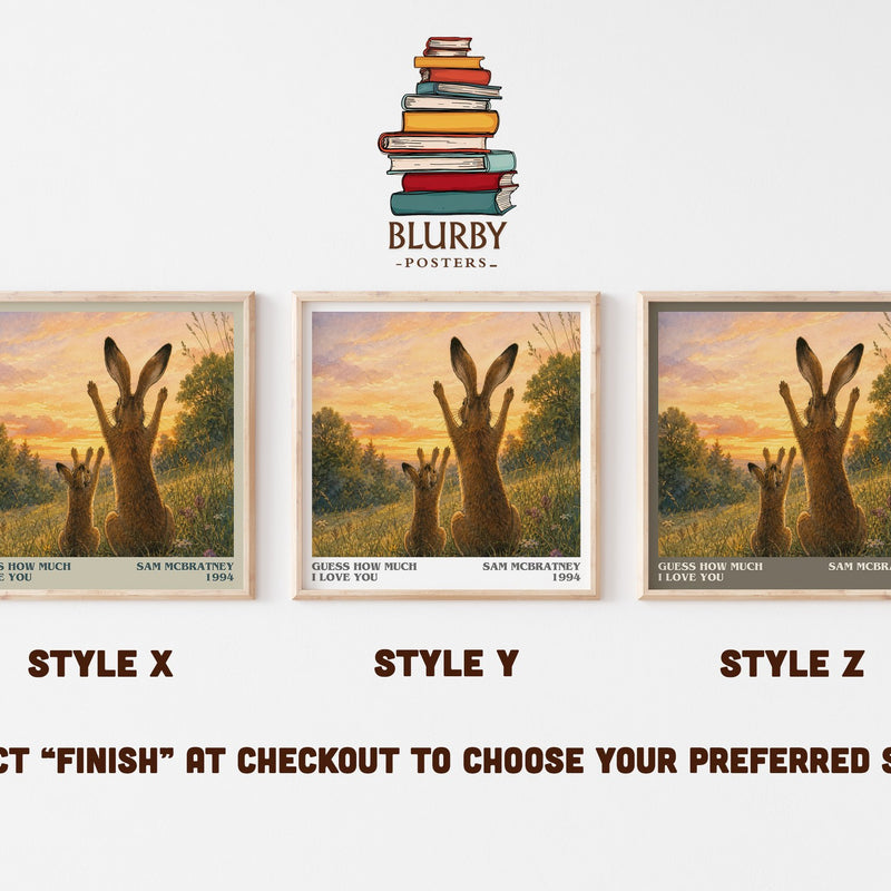 Guess How Much I Love You literary print in frame leaning in hallway – childrens wall art