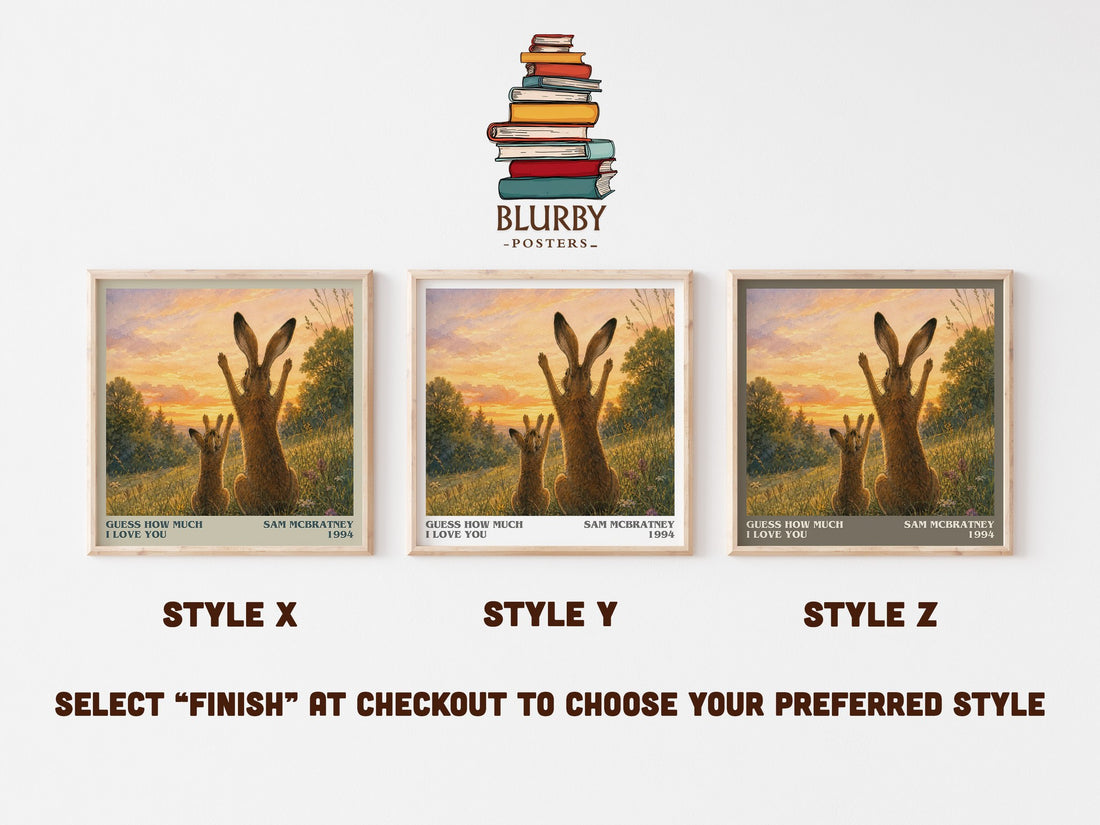 Guess How Much I Love You literary print in frame leaning in hallway – childrens wall art (mockup)