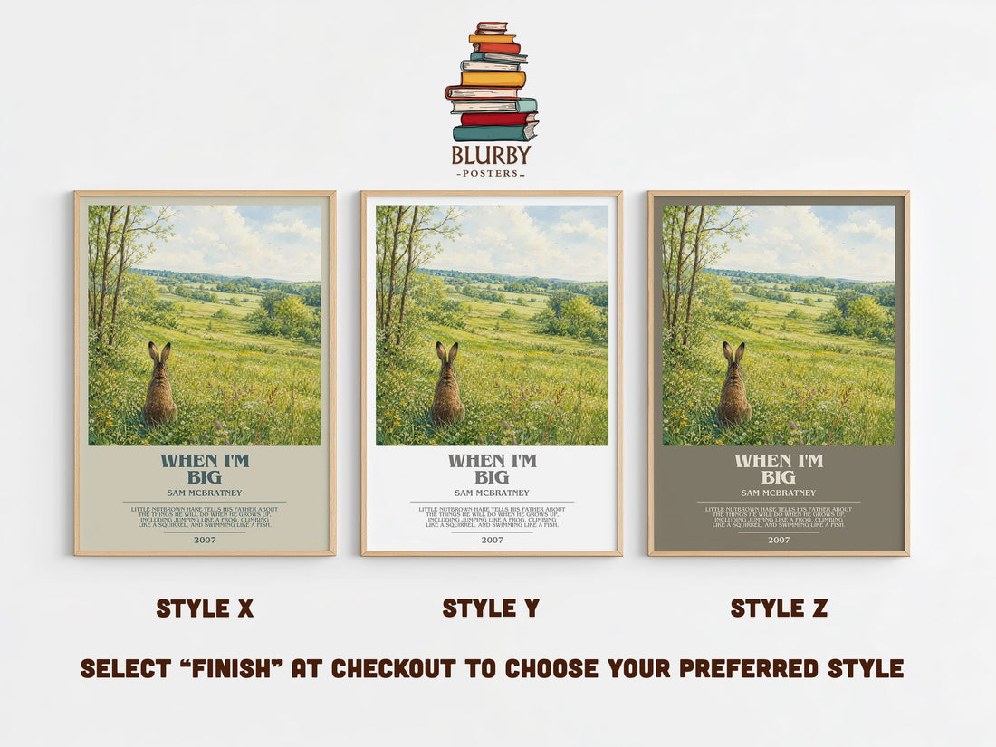 When I'm big bookish print in frame leaning in hallway – childrens wall art (mockup)