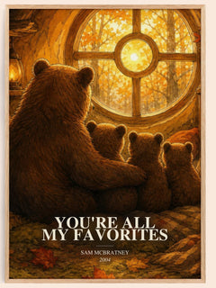 You're all my favorites watercolour book poster by Sam McBratney – framed literary art print