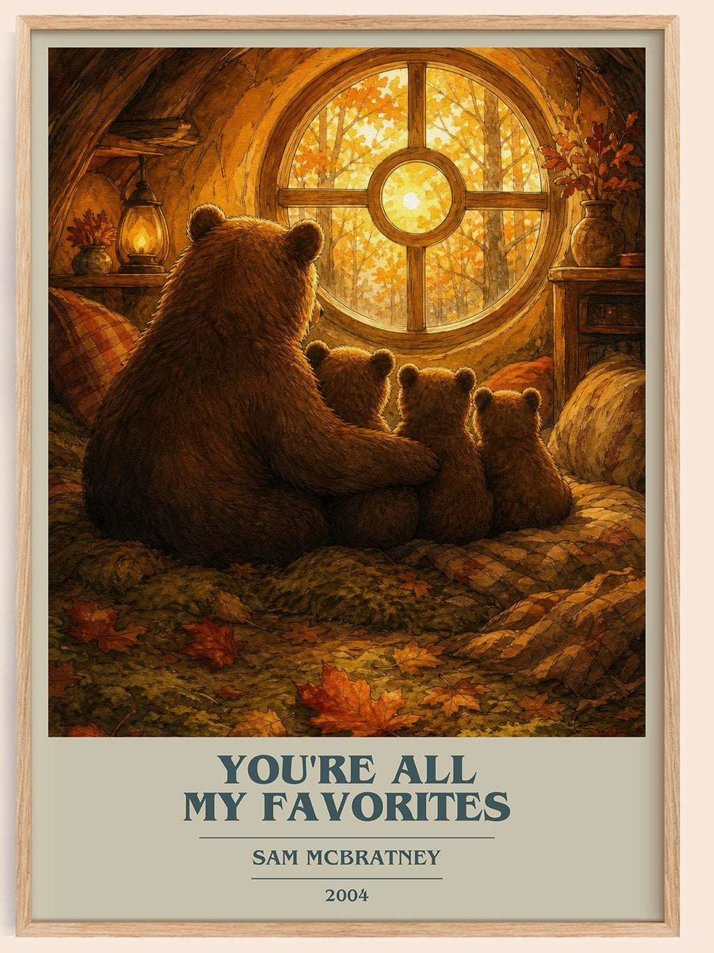 You're all my favorites book cover book poster by Sam McBratney – framed literary art print