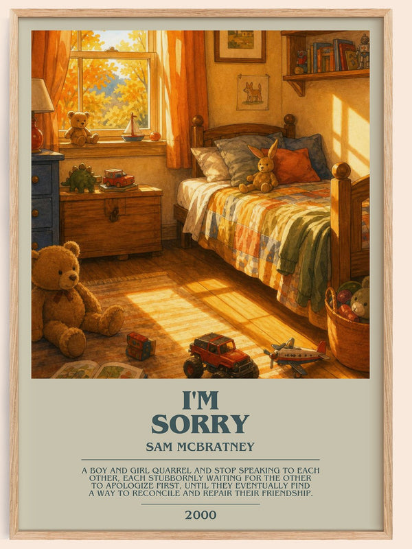 I'm Sorry bookish book poster by Sam McBratney – framed literary art print